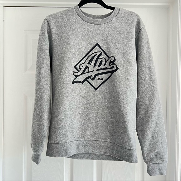A.P.C. Sherman Gray Crewneck Graphic Logo Pullover Long Sleeve Sweatshirt S - Picture 1 of 15